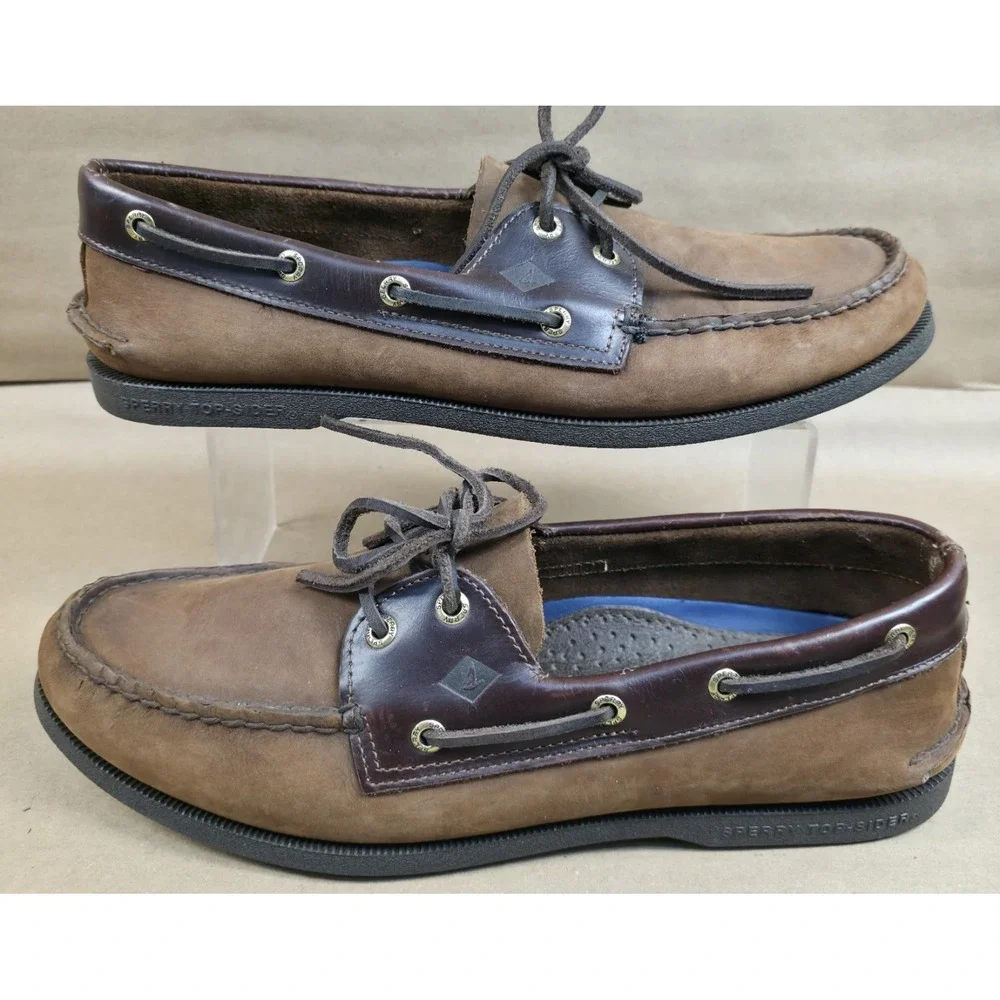 Sperry Men's (SZ 12 M) Authentic Brown Original 2-Eye Boat Shoe Leather 0195412